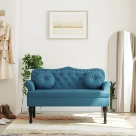 Banco con cojines terciopelo azul 120,5x65x75 cm de , Bancos - Ref: Foro24-372148, Precio: 195,06 €, Descuento: %