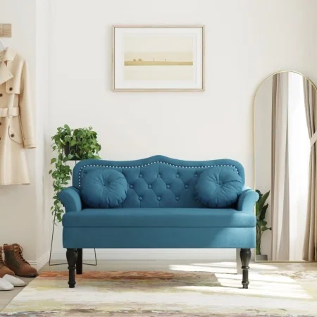 Banco con cojines terciopelo azul 120,5x65x75 cm de , Bancos - Ref: Foro24-372148, Precio: 195,06 €, Descuento: %