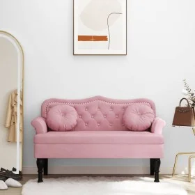 Bench with pink velvet cushions 120.5x65x75 cm by , Banks - Ref: Foro24-372143, Price: 227,99 €, Discount: %