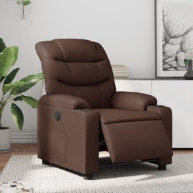Sillón reclinable eléctrico de cuero sintético marrón en Sillones | Comprar online en Foru.es