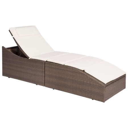 Tumbona con cojín ratán sintético marrón de vidaXL, Tumbonas - Ref: Foro24-44135, Precio: 218,31 €, Descuento: %