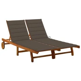 Garden lounger for 2 people and solid acacia wood cushions by , Loungers - Ref: Foro24-3061382, Price: 411,23 €, Discount: %