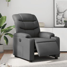 Sillón reclinable eléctrico de cuero sintético gris en Sillones | Comprar online en Foru.es
