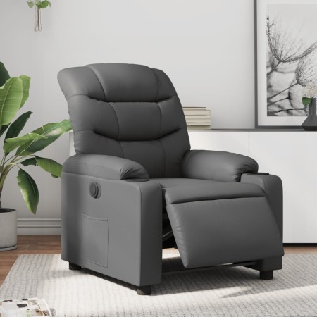 Sillón reclinable eléctrico de cuero sintético gris en Sillones | Comprar online en Foru.es