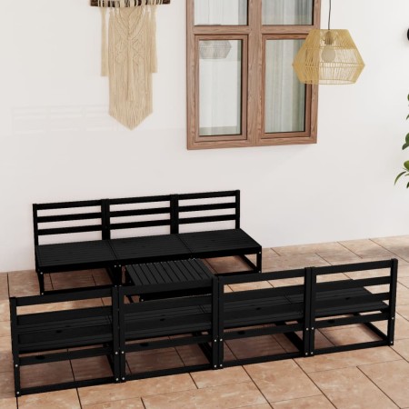 Juego de muebles de jardín 8 piezas negro madera maciza de pino de , Conjuntos de jardín - Ref: Foro24-3075353, Precio: 519,3...