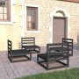 Juego de muebles de jardín 4 pzas y cojines negro madera pino de , Conjuntos de jardín - Ref: Foro24-3075263, Precio: 256,00 ...