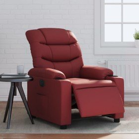 Sillón reclinable eléctrico de cuero sintético rojo tinto en Sillones | Comprar online en Foru.es