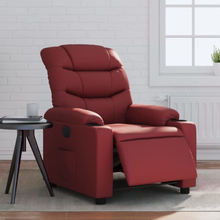 Sillón reclinable eléctrico de cuero sintético rojo tinto en Sillones | Comprar online en Foru.es