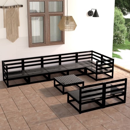 Juego de muebles de jardín 9 piezas negro madera maciza de pino de , Conjuntos de jardín - Ref: Foro24-3075623, Precio: 651,9...