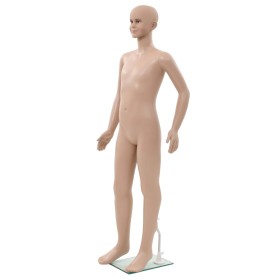 Maniquí de cuerpo entero de niño con base vidrio beige 140 cm de vidaXL, Maniquís - Ref: Foro24-142931, Precio: 89,27 €, Desc...