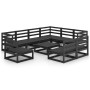 Juego de muebles de jardín 10 pzas y cojines negro madera pino de , Conjuntos de jardín - Ref: Foro24-3075793, Precio: 730,21...