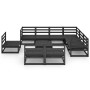 Juego de muebles de jardín 10 pzas y cojines negro madera pino de , Conjuntos de jardín - Ref: Foro24-3075793, Precio: 730,21...