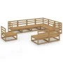 Muebles de jardín 9 pzas y cojines marrón miel madera pino de , Conjuntos de jardín - Ref: Foro24-3075787, Precio: 582,23 €, ...