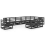 Juego de muebles de jardín 10 pzas y cojines negro madera pino de , Conjuntos de jardín - Ref: Foro24-3075798, Precio: 713,20...