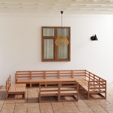 Muebles de jardín 12 pzas y cojines marrón miel madera pino de , Conjuntos de jardín - Ref: Foro24-3075897, Precio: 833,44 €,...
