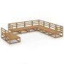 Muebles de jardín 9 pzas y cojines marrón miel madera pino de , Conjuntos de jardín - Ref: Foro24-3075857, Precio: 589,84 €, ...