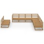 Muebles de jardín 9 pzas y cojines marrón miel madera pino de , Conjuntos de jardín - Ref: Foro24-3075857, Precio: 589,84 €, ...