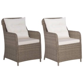 Sillones de jardín con cojines 2 uds ratán sintético marrón de vidaXL, Sillas de jardín - Ref: Foro24-44148, Precio: 332,75 €...