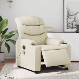 Sillón de masaje reclinable eléctrico cuero sintético crema en Sillones | Comprar online en Foru.es