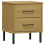 Mesita de noche patas de metal madera maciza pino marrón OSLO de vidaXL, Mesitas de noche - Ref: Foro24-350973, Precio: 52,90...