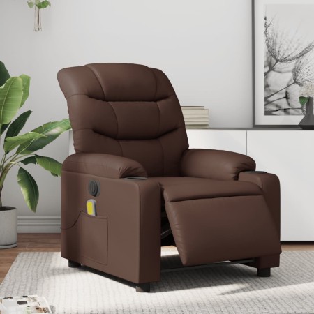Sillón de masaje reclinable eléctrico cuero sintético marrón en Sillones | Comprar online en Foru.es