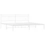 White metal bed frame with headboard 200x200 cm by , Beds and slatted bases - Ref: Foro24-373747, Price: 109,47 €, Discount: %