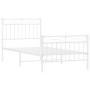 Estructura cama metal con cabecero y pie cama blanca 90x200 cm de , Camas y somieres - Ref: Foro24-373751, Precio: 93,88 €, D...