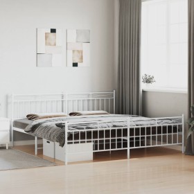 Estructura cama metal con cabecero y pie cama blanco 193x203 cm de , Camas y somieres - Ref: Foro24-373764, Precio: 124,64 €,...