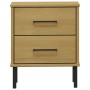Mesita de noche patas de metal madera maciza pino marrón OSLO de vidaXL, Mesitas de noche - Ref: Foro24-350973, Precio: 52,90...