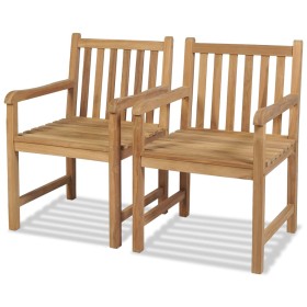 Sillas de jardín 2 unidades madera de teca maciza de vidaXL, Sillas de jardín - Ref: Foro24-43250, Precio: 308,15 €, Descuent...