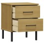 Mesita de noche patas de metal madera maciza pino marrón OSLO de vidaXL, Mesitas de noche - Ref: Foro24-350973, Precio: 52,90...