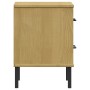 Mesita de noche patas de metal madera maciza pino marrón OSLO de vidaXL, Mesitas de noche - Ref: Foro24-350973, Precio: 52,90...