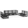 Juego de muebles de jardín 7 piezas negro madera maciza de pino de , Conjuntos de jardín - Ref: Foro24-3075423, Precio: 500,5...