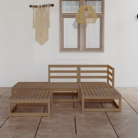Muebles de jardín 5 piezas marrón miel madera maciza de pino de , Conjuntos de jardín - Ref: Foro24-3075482, Precio: 353,04 €...