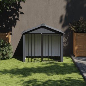 Caseta perros con tejado acero galvanizado negro 117x103x102 cm en Casetas para perros | Comprar online en Foru.es