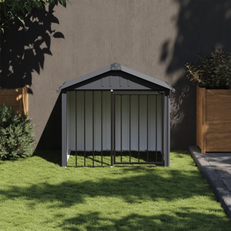 Caseta perros con tejado acero galvanizado negro 117x103x102 cm en Casetas para perros | Comprar online en Foru.es