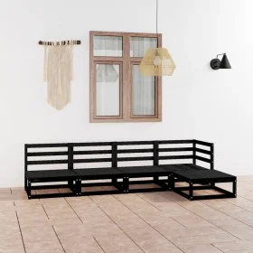 Juego de muebles de jardín 5 piezas negro madera maciza de pino de , Conjuntos de jardín - Ref: Foro24-3075518, Precio: 340,4...