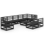 Juego de muebles de jardín 10 pzas negro madera maciza de pino de , Conjuntos de jardín - Ref: Foro24-3075643, Precio: 715,80...