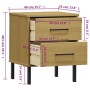 Mesita de noche patas de metal madera maciza pino marrón OSLO de vidaXL, Mesitas de noche - Ref: Foro24-350973, Precio: 52,90...