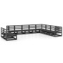 Juego de muebles de jardín 10 pzas y cojines negro madera pino de , Conjuntos de jardín - Ref: Foro24-3075868, Precio: 713,20...