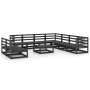 Juego de muebles de jardín 10 pzas y cojines negro madera pino de , Conjuntos de jardín - Ref: Foro24-3075863, Precio: 730,21...
