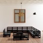 Juego de muebles de jardín 14 pzas y cojines negro madera pino de , Conjuntos de jardín - Ref: Foro24-3075913, Precio: 990,34...