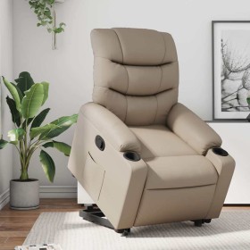 Sillón reclinable elevable cuero artificial color capuchino en Sillones | Comprar online en Foru.es