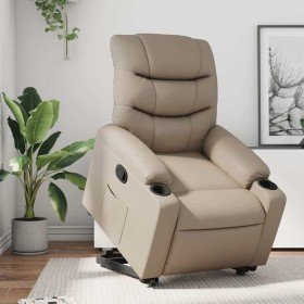 Sillón reclinable elevable cuero artificial color capuchino en Sillones | Comprar online en Foru.es