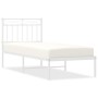Estructura de cama de metal con cabecero blanco 80x200 cm de , Camas y somieres - Ref: Foro24-373731, Precio: 68,50 €, Descue...