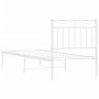 Estructura de cama de metal con cabecero blanco 80x200 cm de , Camas y somieres - Ref: Foro24-373731, Precio: 68,50 €, Descue...
