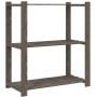 Estantería de 3 niveles madera maciza pino gris 80x38x90 cm de , Estanterías industriales - Ref: Foro24-373386, Precio: 49,96...