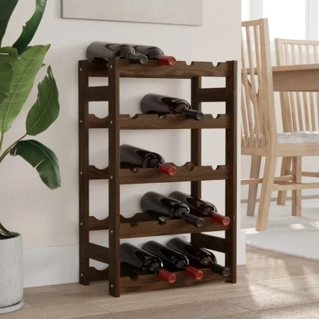 Wine rack for 20 bottles solid brown pine wood by , Wine racks - Ref: Foro24-373390, Price: 35,20 €, Discount: %
