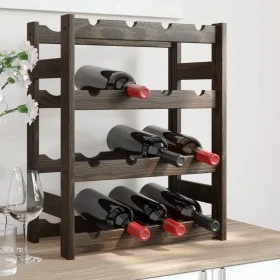 Wine rack for 16 bottles solid black pine wood by , Wine racks - Ref: Foro24-373400, Price: 32,79 €, Discount: %