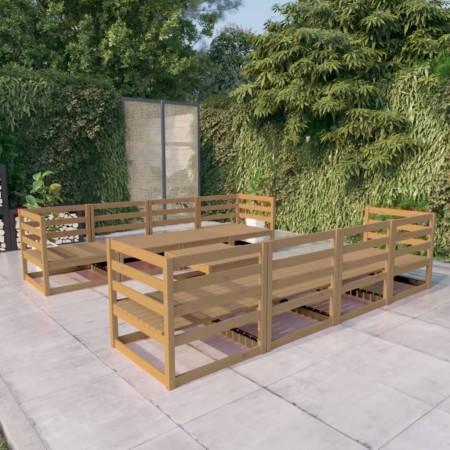 Muebles de jardín 9 piezas marrón miel madera maciza de pino de , Conjuntos de jardín - Ref: Foro24-3075377, Precio: 584,09 €...